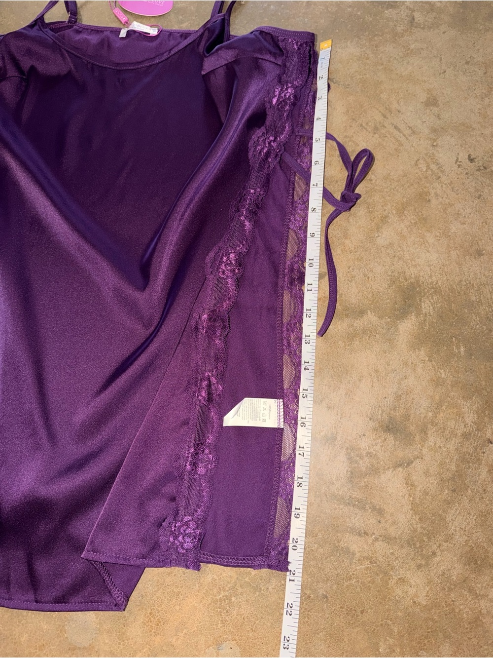 Purple Satin Lace Side-Tie Chemise Slip Dress Lingerie NWT Size L - Picture 8 of 9